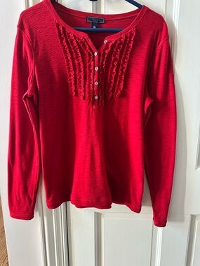 Chaps Red Knit Henley Top